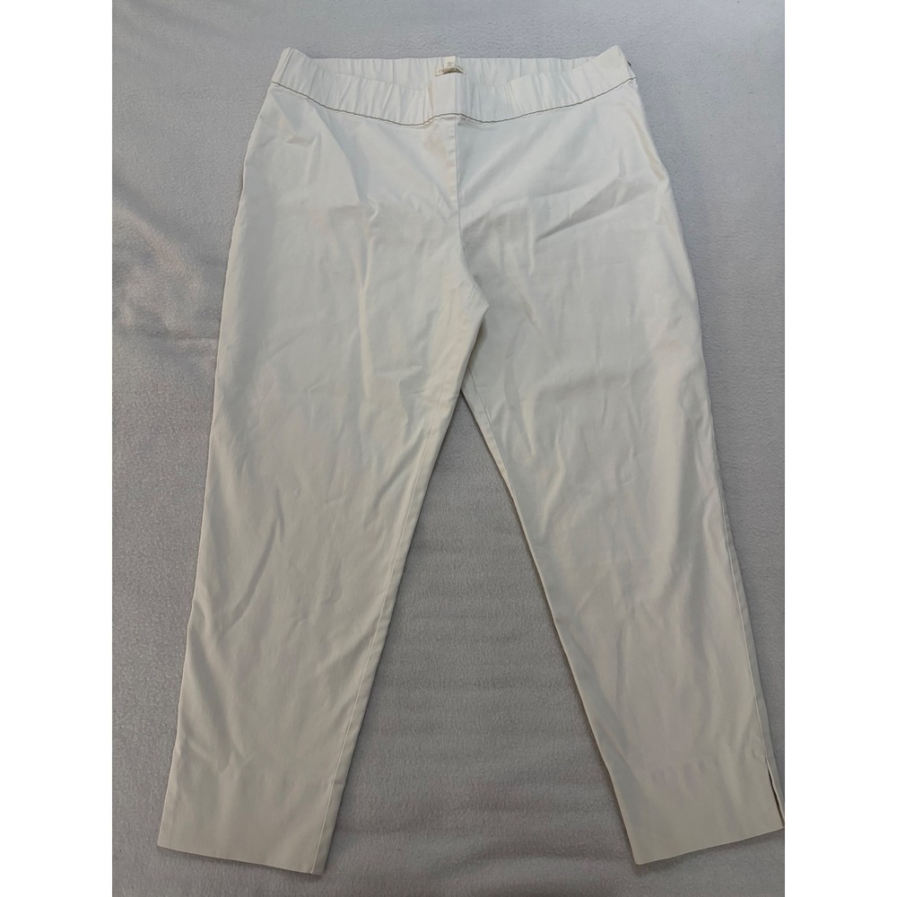 Eileen Fisher Bone Organic Cotton Stretch Pull On Tapered Ankle Pants XL F16SUD